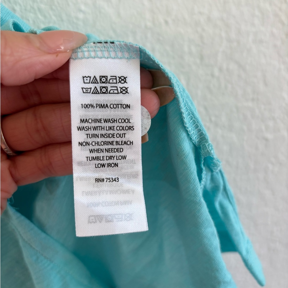 Rachel Zoe Turquoise Pima Cotton Sleeveless Tank Top L - Picture 6 of 6